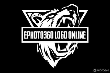 Tạo logo mascot gấu xám phong cách đen trắng trực tuyến
