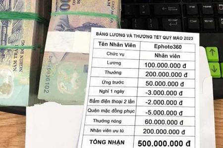 Chế ảnh bảng lương và thưởng tết 2023 hệ siêu giàu