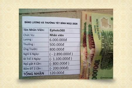 Ảnh chế vui bảng lương và thưởng Tết 2026