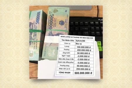 Chế ảnh bảng lương và thưởng Tết 2026 hệ siêu giàu