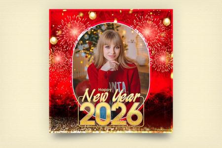 Làm thiệp chúc mừng năm mới 2026 với khung ảnh
