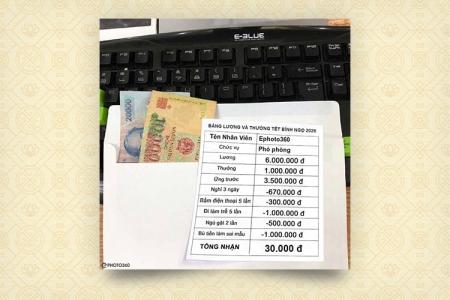 Tạo ảnh chế bảng lương thưởng Tết Bính Ngọ 2026 hài hước