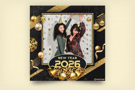 Khung ảnh năm mới 2026 Gold sang trọng