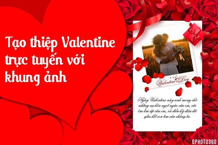 Tạo thiệp Valentine trực tuyến với khung ảnh