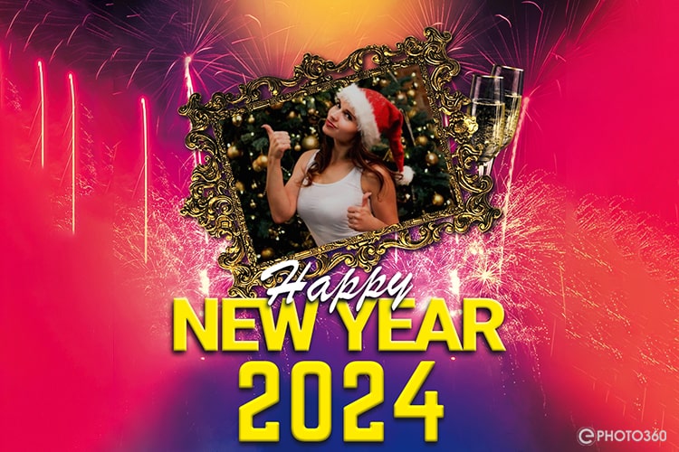 Tạo khung ảnh năm mới - Happy New Year 2024