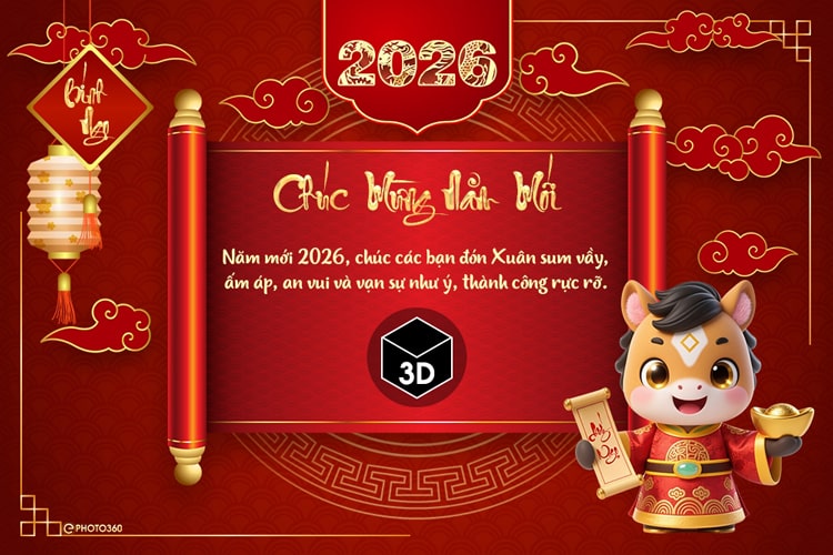 Tạo thiệp 3D chúc Tết Quý Ngọ 2026 trên Facebook