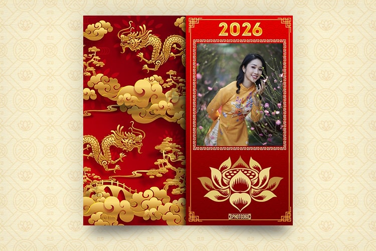 Ghép ảnh Tết, khung ảnh Tết Nguyên Đán 2026